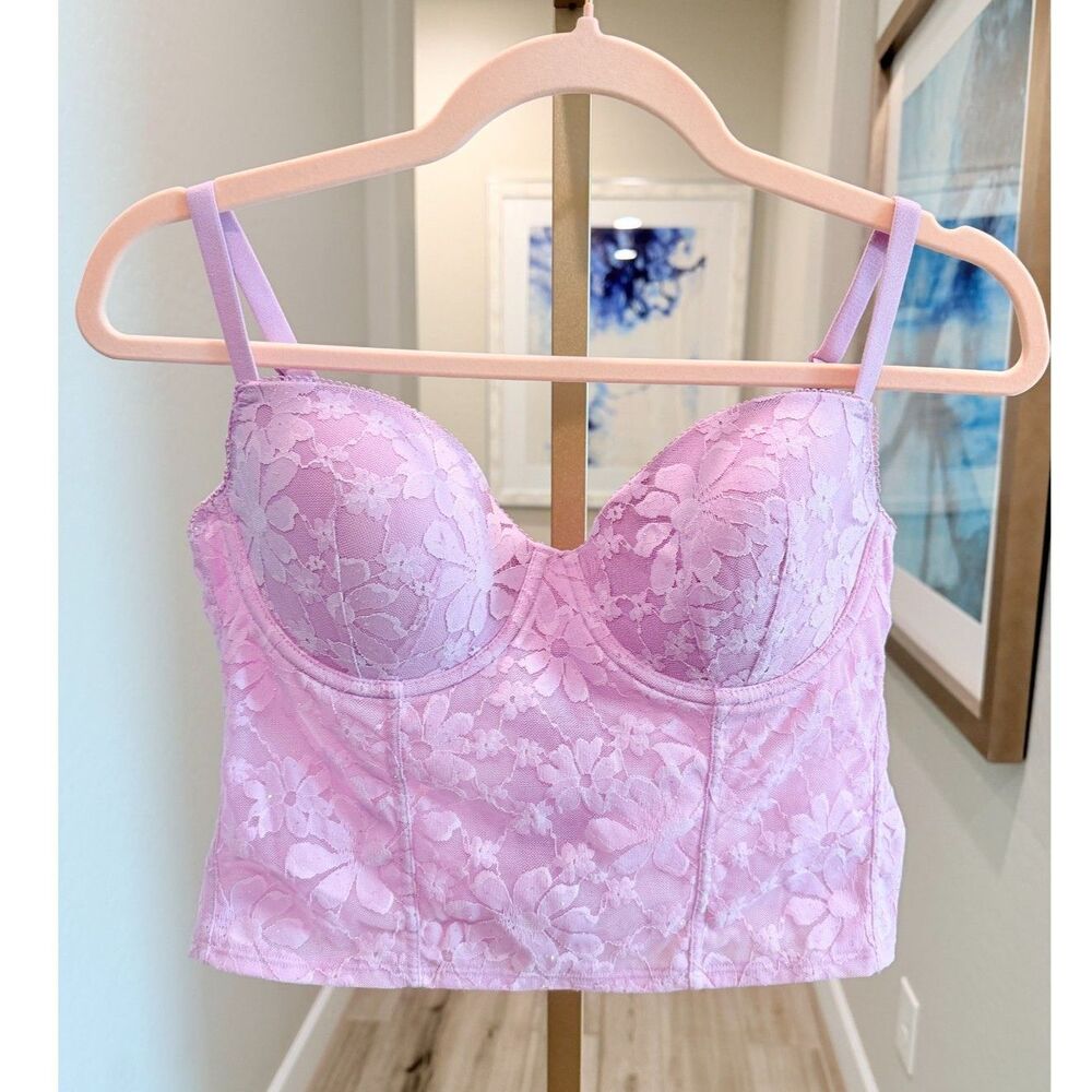 Victoria's Secret PINK Sparkle Lace Corset Bustier Top Large Y2K Coquette
